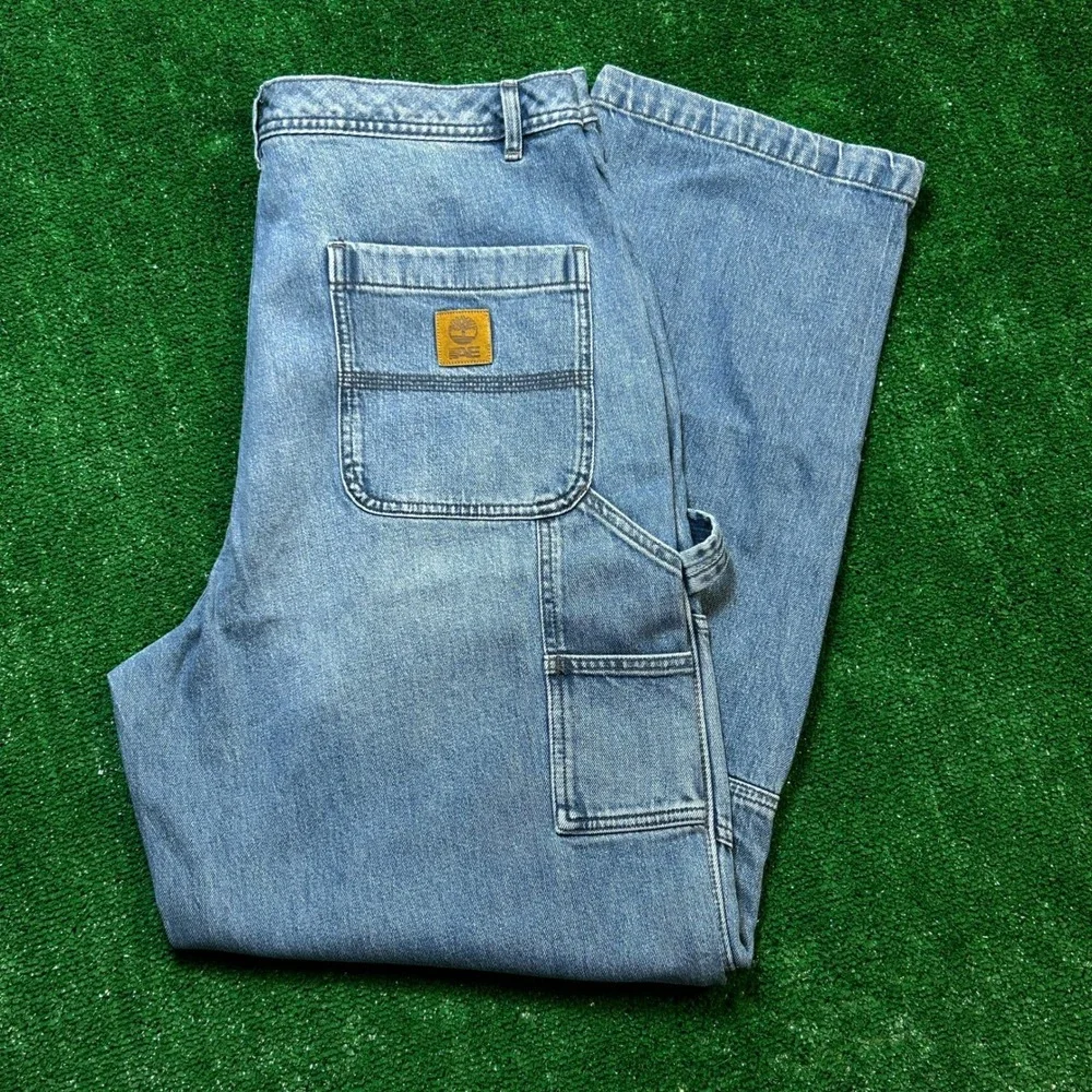 Timberland x AE Denim Double Knee Baggy Carpenter Jeans Blue 34x34